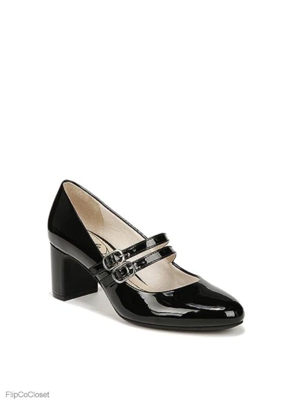 Mary Jane Pump Block Heel Dual Buckle Strap Dress Shoe